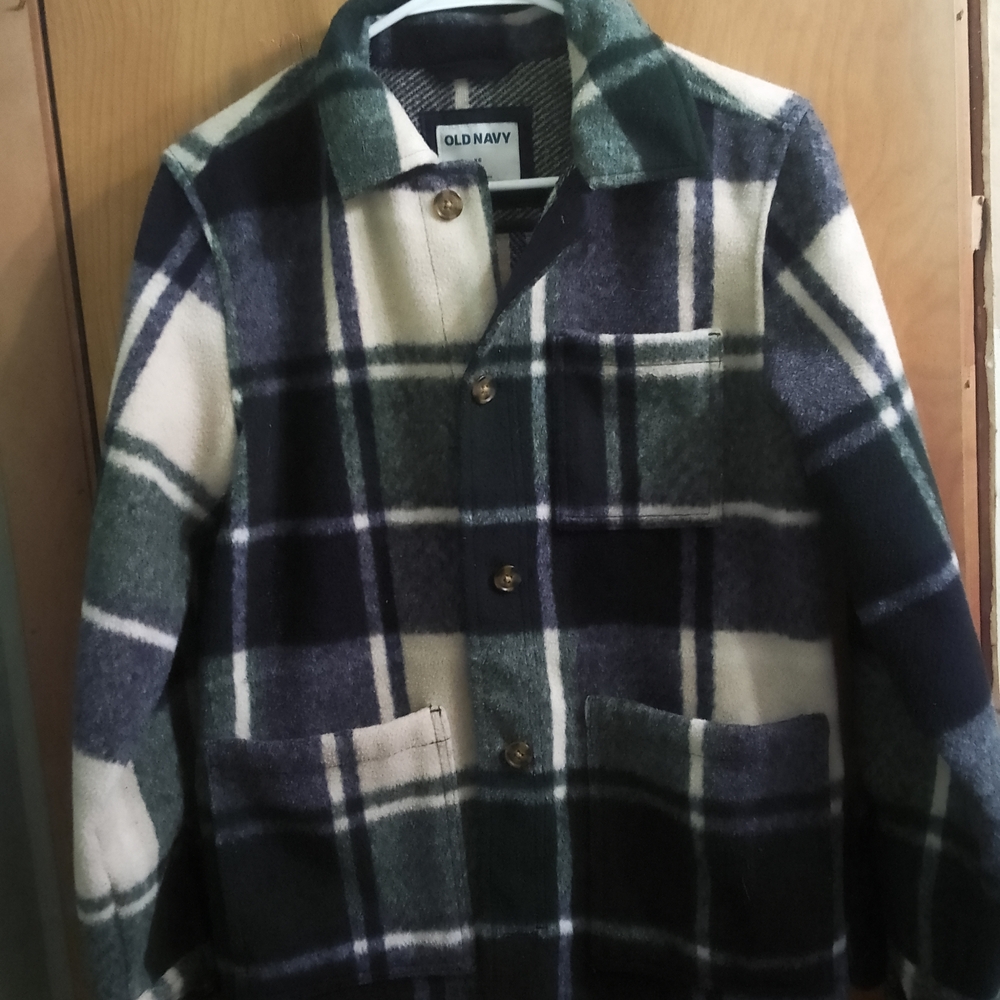 Old Navy Green Plaid Wool-Blend Mens Chore Jacket/Coat Size‎ XS